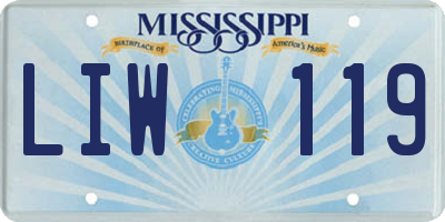 MS license plate LIW119