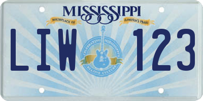 MS license plate LIW123