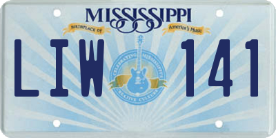 MS license plate LIW141
