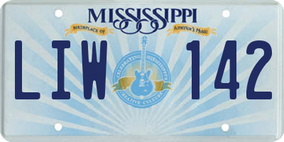 MS license plate LIW142