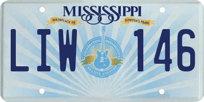 MS license plate LIW146