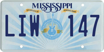 MS license plate LIW147