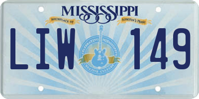 MS license plate LIW149