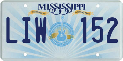 MS license plate LIW152