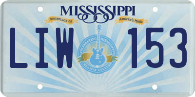 MS license plate LIW153