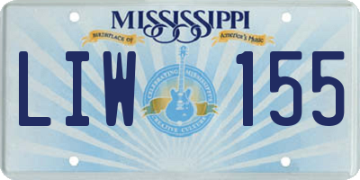 MS license plate LIW155