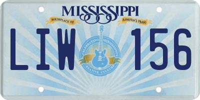 MS license plate LIW156