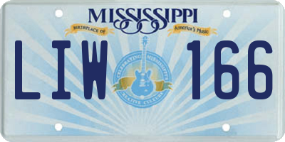 MS license plate LIW166