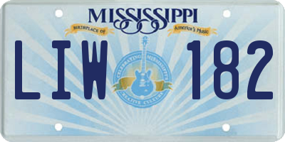 MS license plate LIW182