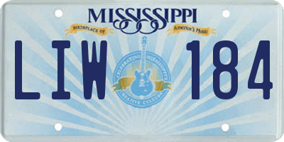 MS license plate LIW184