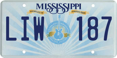 MS license plate LIW187