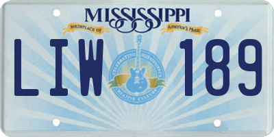 MS license plate LIW189