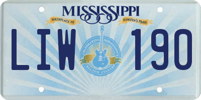 MS license plate LIW190