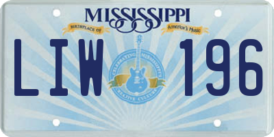 MS license plate LIW196