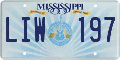 MS license plate LIW197