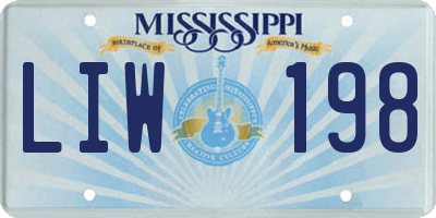 MS license plate LIW198