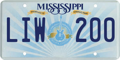 MS license plate LIW200