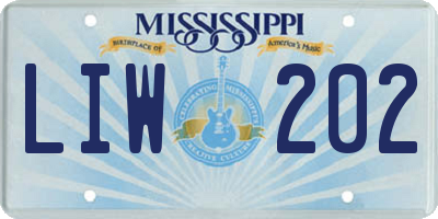 MS license plate LIW202