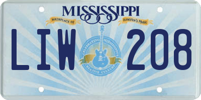 MS license plate LIW208