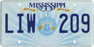 MS license plate LIW209
