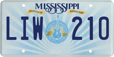 MS license plate LIW210