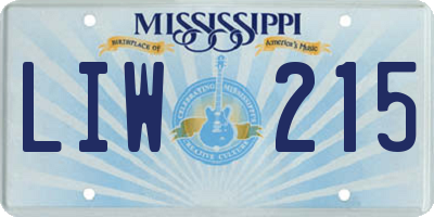 MS license plate LIW215