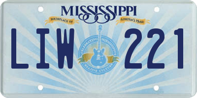 MS license plate LIW221