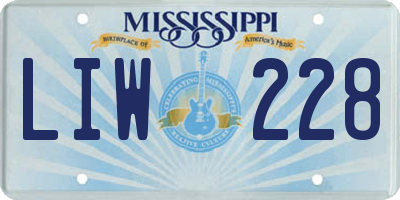 MS license plate LIW228