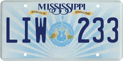 MS license plate LIW233