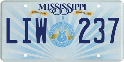 MS license plate LIW237