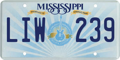 MS license plate LIW239