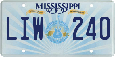 MS license plate LIW240