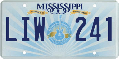 MS license plate LIW241