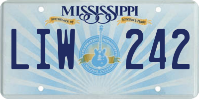 MS license plate LIW242