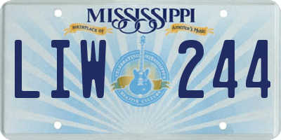 MS license plate LIW244