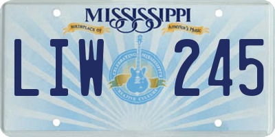 MS license plate LIW245
