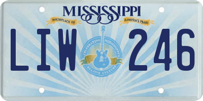 MS license plate LIW246