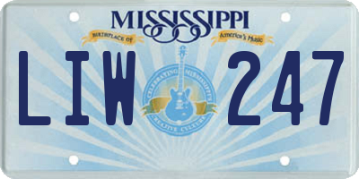 MS license plate LIW247