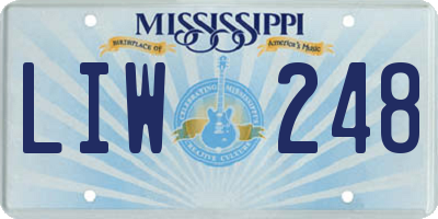 MS license plate LIW248