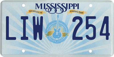 MS license plate LIW254