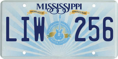 MS license plate LIW256