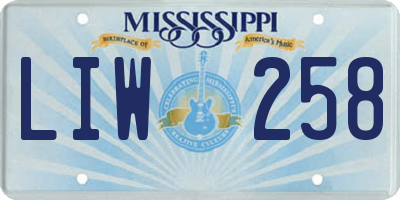 MS license plate LIW258