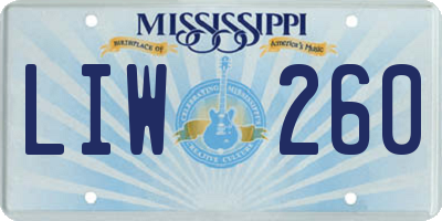 MS license plate LIW260