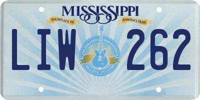 MS license plate LIW262