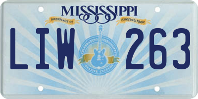 MS license plate LIW263