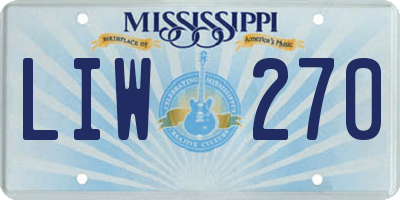 MS license plate LIW270