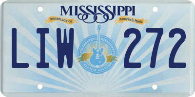 MS license plate LIW272