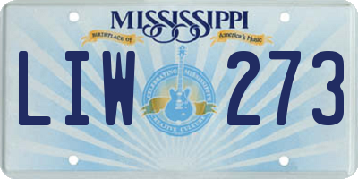 MS license plate LIW273