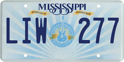MS license plate LIW277