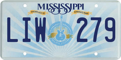 MS license plate LIW279